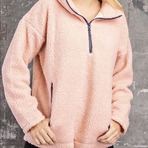 On Sale! Light Pink Half Zip Sherpa Pullover Size Small